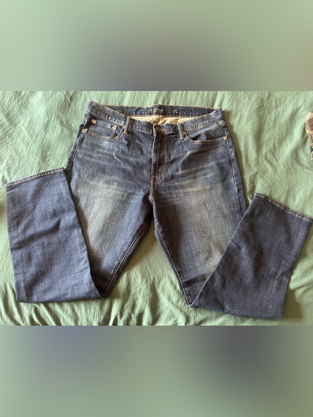 Lucky Brand Dark Blue Denim Jeans with Brown Stitching